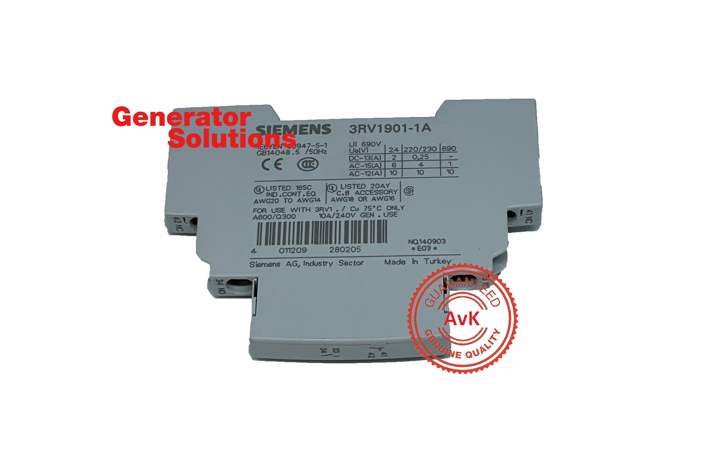 AVK Auxiliary contact f. protect switch 3RV1901-A